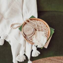 Super Soft Pom Blanket - Handmade Tassel Throw Moroccan Organic Bedroom Cozy Gift - thumbnail 2