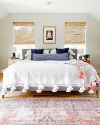 Super Soft Pom Blanket - Handmade Tassel Throw Moroccan Organic Bedroom Cozy Gift - thumbnail 1