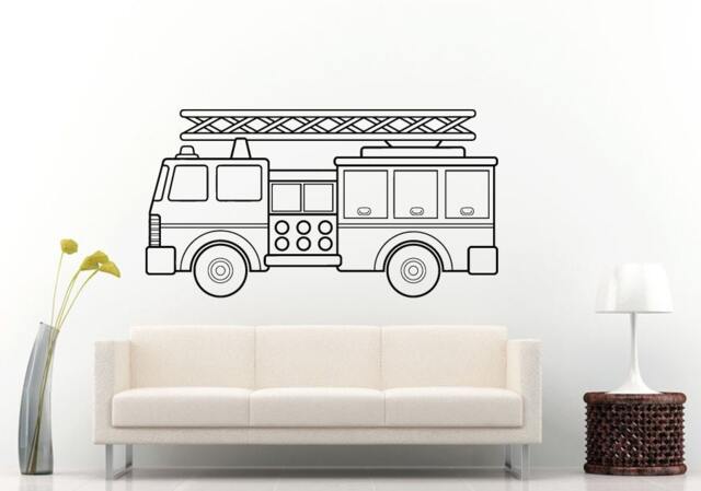 Fire Department Rescue Firetruck Truck Kids Baby Nursery Children Wall Decal Vinyl Sticker Mural Room Decor L820 - image 1
