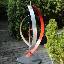 "Modern Abstract Aluminum Artist Sculpture ""Red 4" - thumbnail 3