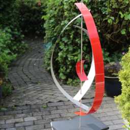 "Modern Abstract Aluminum Artist Sculpture ""Red 4" - thumbnail 4