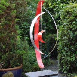 "Modern Abstract Aluminum Artist Sculpture ""Red 4" - thumbnail 2