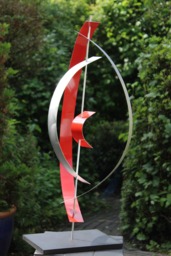 "Modern Abstract Aluminum Artist Sculpture ""Red 4"