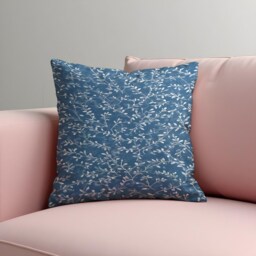 Blue Botanical Cushion Cover, Leaf Pattern Throw Pillow Case, Minimalist Sofa Cushion, Scandinavian Home Decor - thumbnail 2