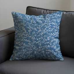 Blue Botanical Cushion Cover, Leaf Pattern Throw Pillow Case, Minimalist Sofa Cushion, Scandinavian Home Decor - thumbnail 3