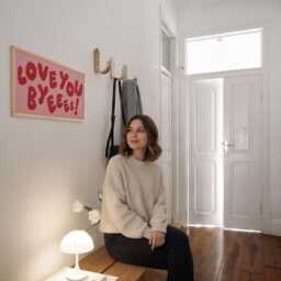 Love You Bye Hallway Print, Hand Lettered Type Doorway Horizontal Panoramic Print Wide Unframed - thumbnail 2