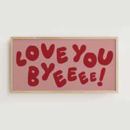 Love You Bye Hallway Print, Hand Lettered Type Doorway Horizontal Panoramic Print Wide Unframed - thumbnail 1