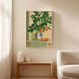 Lemon Tree Kitchen Print, Mediterranean Still Life, Citrus Wall Art - thumbnail 3