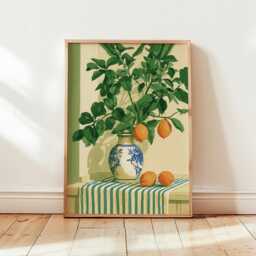 Lemon Tree Kitchen Print, Mediterranean Still Life, Citrus Wall Art - thumbnail 4