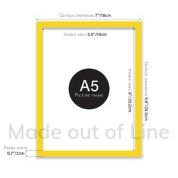 A5 Yellow Picture Frame, Photo Frame Size, Poster With Mount For A6 Print Option, Made in The Uk, Wall Art Fame - thumbnail 3