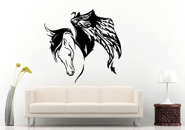 Horse With Angel Wings Pegasus Beautiful Gorgeous Graceful Animal Creature Wall Decal Vinyl Sticker Mural Room Decor L653 - image 1