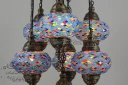 7 - Ball Turkish Sultan Mosaic Chandelier With Large Globes