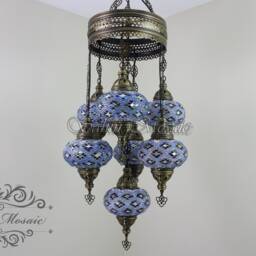 7 - Ball Turkish Sultan Mosaic Chandelier With Large Globes - thumbnail 2