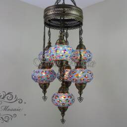 7 - Ball Turkish Sultan Mosaic Chandelier With Large Globes - thumbnail 3