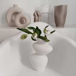 Handmade Sculptural Ceramic Vase Nordic Farmhouse Decor - thumbnail 3