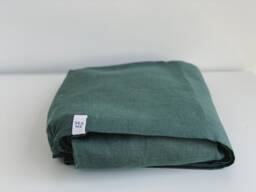 Emerald Green Linen Fitted Sheet - 100% Stonewashed Flax Us Full Queen King Breathable Cooling Bedding Oeko-Tex Made in Europe - thumbnail 1