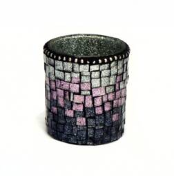 Candle Votive - Mosaic Holder Tea Light Cup Ombre Glitter Glass - thumbnail 1