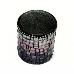 Candle Votive - Mosaic Holder Tea Light Cup Ombre Glitter Glass - thumbnail 2