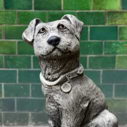 Concrete Jack Terrier Dog Sculpture Stone Russel Figurine Outdoor Statue Cement Pet Ornament Animal Decoration Dog Lover Gift - thumbnail 2