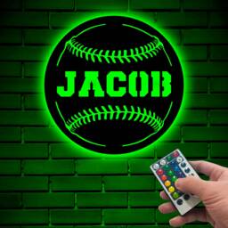 Baseball Metal Wall Art With Led, Custom Ball Monogram Sign, Lover Softball Gifts For Player - thumbnail 3