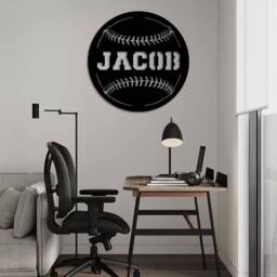 Baseball Metal Wall Art With Led, Custom Ball Monogram Sign, Lover Softball Gifts For Player - thumbnail 2