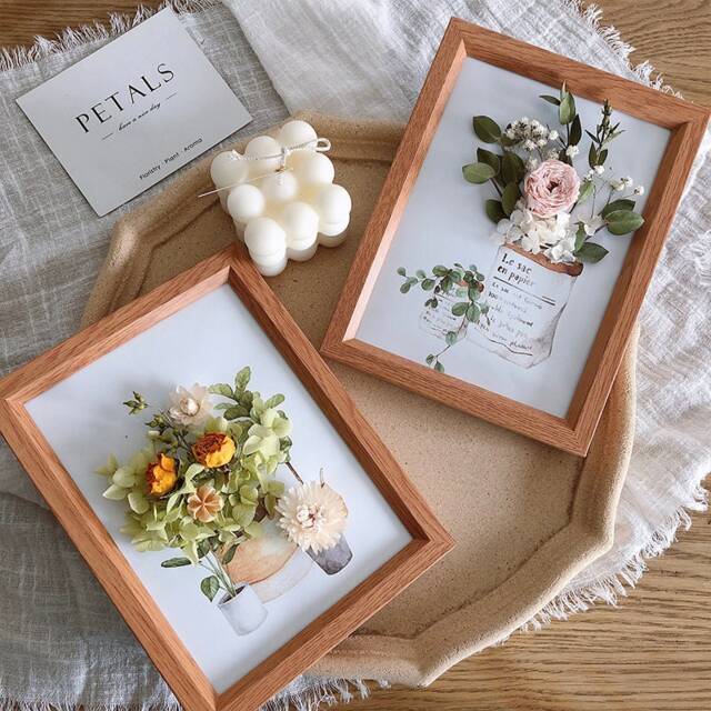 Framed Dried Flowers Wall Decor Floral Frame Pink Flower Arrangements Picture Art Home Wedding Christmas Gift