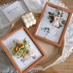 Framed Dried Flowers Wall Decor Floral Frame Pink Flower Arrangements Picture Art Home Wedding Christmas Gift - thumbnail 1