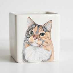 Custom Pet Portrait Pencil Holder - Personalized Ceramic Desk Organizer - thumbnail 2