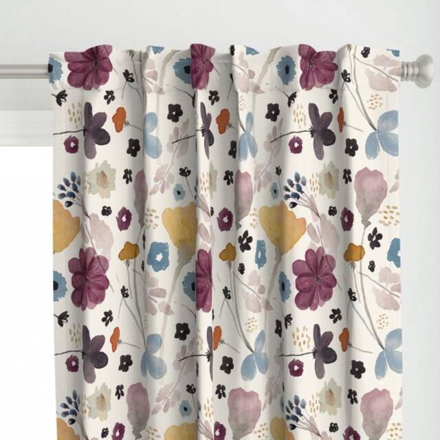 Spring Floral Curtain Panel - Watercolor Nursery Garden Botanical Modern Custom By Jenflorentine - image 1