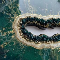 Geode Wall Picture, Wall Painting, Wall, Emerald Gold Geode, Abstract Painting - Geode Resin Art, Dark Green Art - thumbnail 2