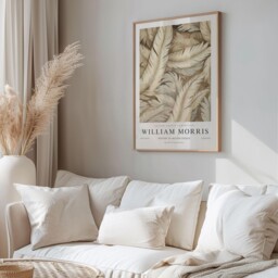 William Morris Print, Art, Exhibition Poster, Uk, Feather Decor, Gifts, Neutral Wall Textile Art - thumbnail 2