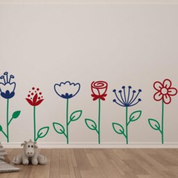 Flower Wall Decals - Decals For Girls Room - Nursery - Vinyl Flower Border - Colorful - thumbnail 3