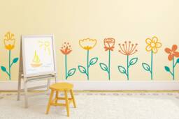 Flower Wall Decals - Decals For Girls Room - Nursery - Vinyl Flower Border - Colorful - thumbnail 1