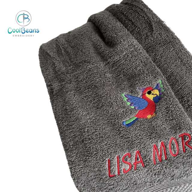 Pirate Parrot Towel - Personalised Face Cloth/Hand Bath = Embroidered - image 1