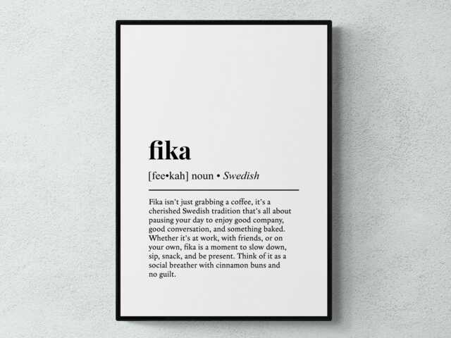 Fika Swedish Word Definition Scandinavian Gift Wall Art Print - image 1