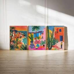 Set Of 3 Mexico Posters, Mexican Floral Prints, Travel Art, Folk Art Poster, Latin America Wall Decor, Latina Poster - thumbnail 2