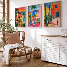 Set Of 3 Mexico Posters, Mexican Floral Prints, Travel Art, Folk Art Poster, Latin America Wall Decor, Latina Poster - thumbnail 4