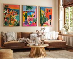 Set Of 3 Mexico Posters, Mexican Floral Prints, Travel Art, Folk Art Poster, Latin America Wall Decor, Latina Poster