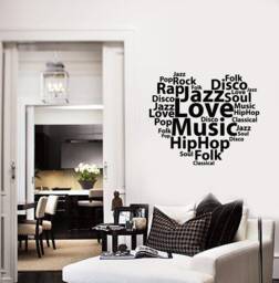 Musical Words Vinyl Wall Decal Music Hip Hop Rock Pop Home Interior Stickers Mural - #2864Di - thumbnail 1