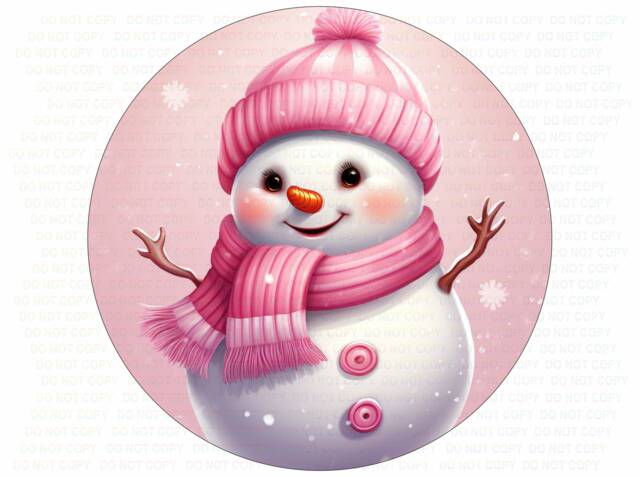 Let It Snow Wreath Sign, Christmas Snowman Pink Snowman, Xmas Let - image 1