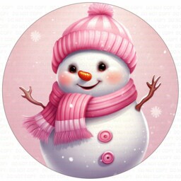 Let It Snow Wreath Sign, Christmas Snowman Pink Snowman, Xmas Let - thumbnail 3