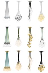 Colorful Unique Lighting 9 Pendant Cluster Multiple Color Wire Olive Green Blue Gold Brass Steel Hardware - Led Bulbs Chandelier