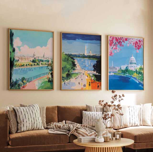 Set Of 3 Washington Dc Posters, Usa Travel Prints, Capitol Wall Art Sets, Landmark Poster Prints For Home Decor & Gifts - image 1