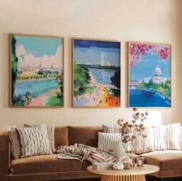 Set Of 3 Washington Dc Posters, Usa Travel Prints, Capitol Wall Art Sets, Landmark Poster Prints For Home Decor & Gifts - thumbnail 1