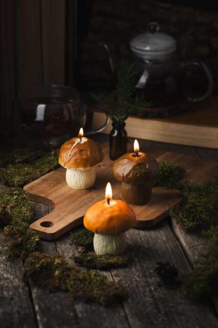 Mushroom Candles, Decoration, Autumn Decor, Home Beeswax Gift For Mom, Friend, Forest Candle - image 1