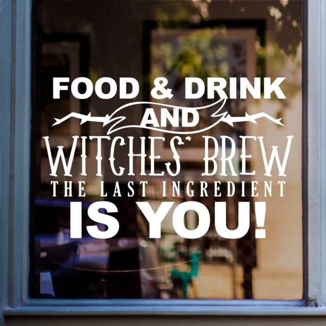 Halloween Window Sticker Witches Brew Whappy Shop Decal Retail Store Front Display Vinyl - image 1