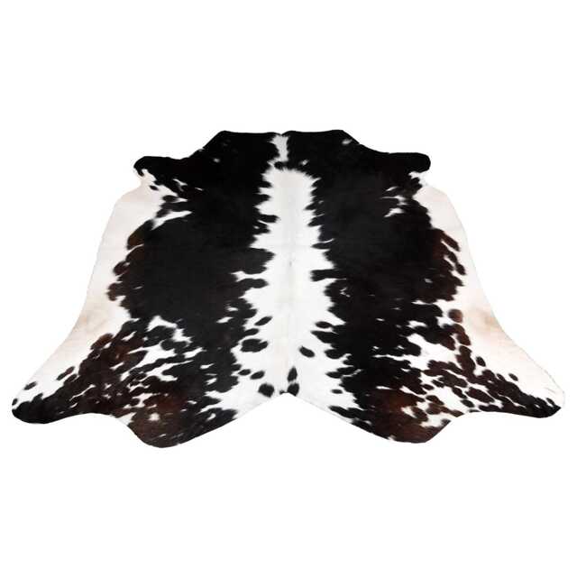 Genuine Black & White Cowhide Rug - Medium Natural Leather For Stylish Home Decor - image 1