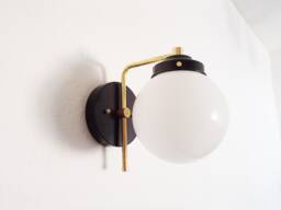 Modern Brass Sconce Opal Glass Globe Shade Light
