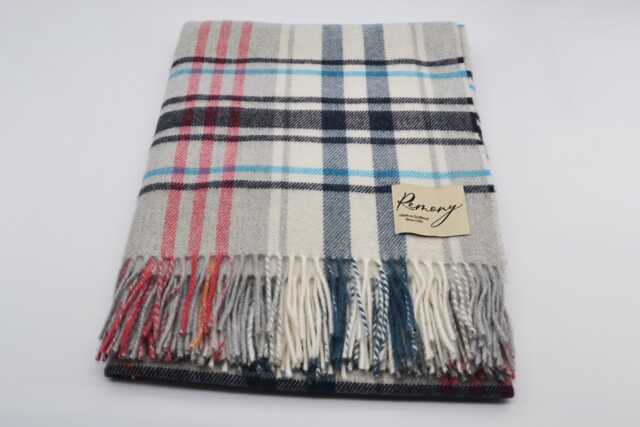 Pure Scottish Lambswool Grey Check Blanket/Throw/Finest Quality/Made in Scotland - image 1