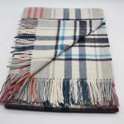 Pure Scottish Lambswool Grey Check Blanket/Throw/Finest Quality/Made in Scotland - thumbnail 2